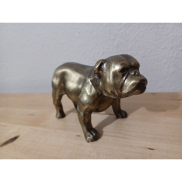BRASS BULLDOG STATUE YALE UNIVERSITY  Vintage Dog Paperweight  Decorative Art - Picture 2 of 11
